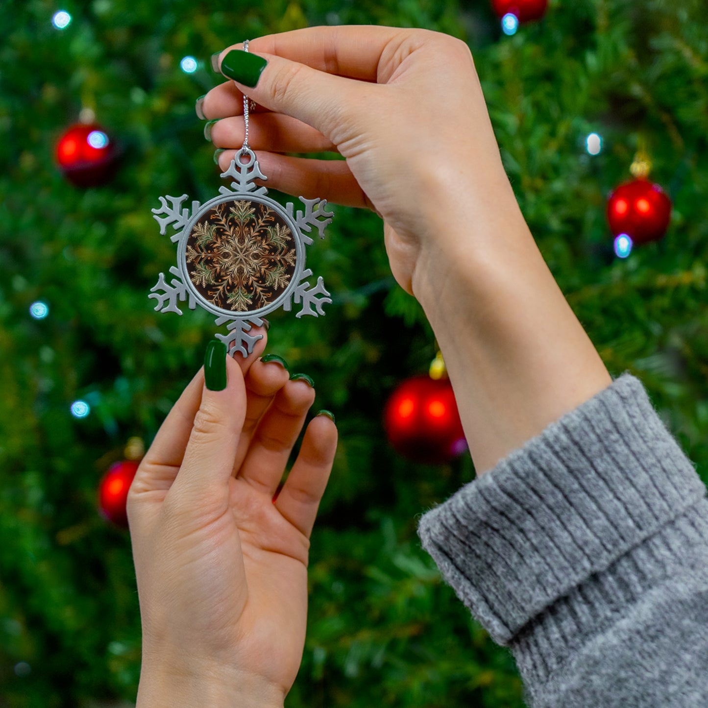 Earth Spirit ~ Snowflake Pewter Ornament