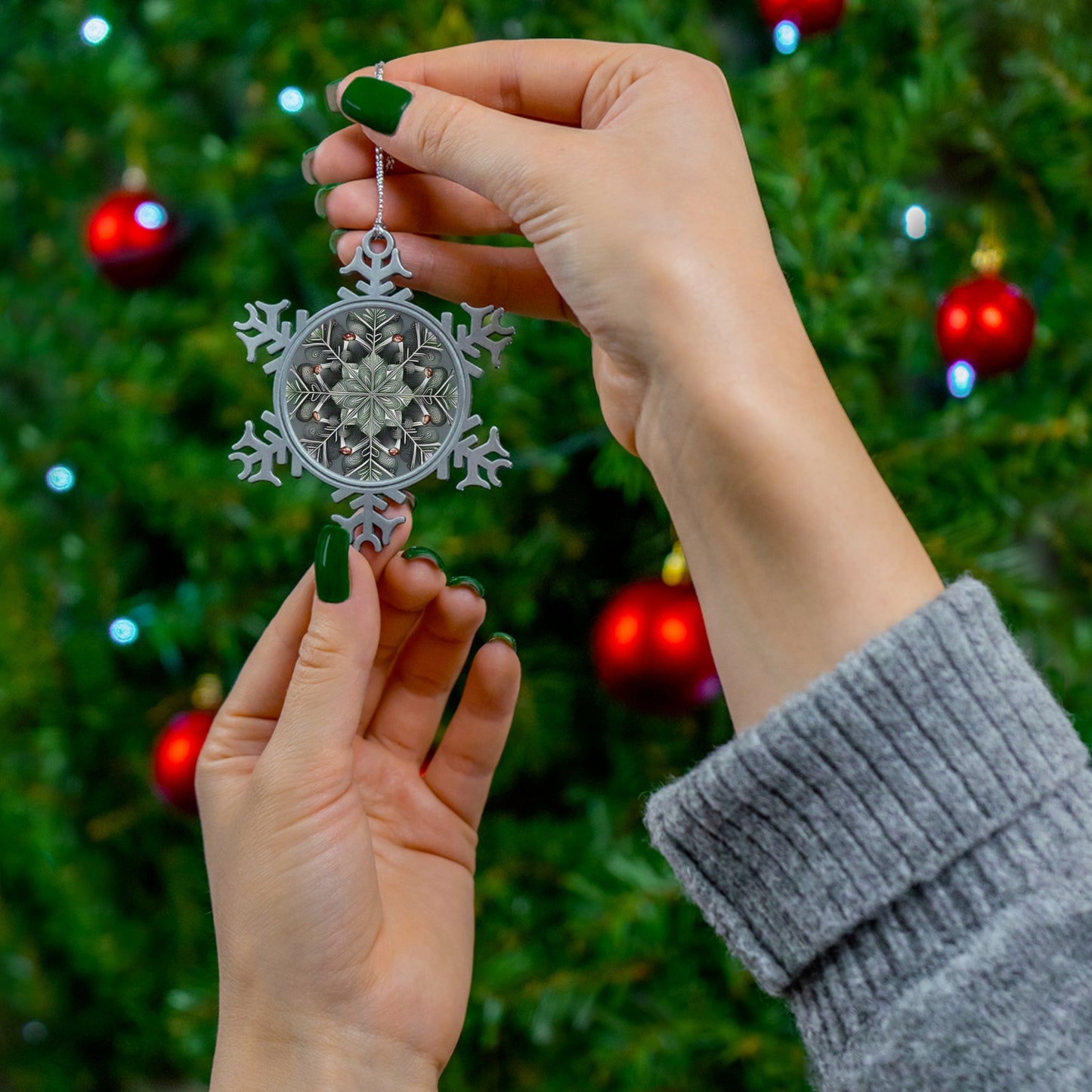 Shroom Spirit ~ Snowflake Pewter Ornament